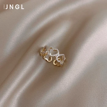 Lepe baker vdelan cirkon srce ljubezni, votlih obroč elegantne ženske kazalcem odpiranje nastavljiv stranka korejski nakit prstan