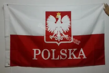 Poljska Polska Nacionalno Zastavo vroče prodajo blaga 3X5FT 150X90CM Banner medenina kovinski luknje