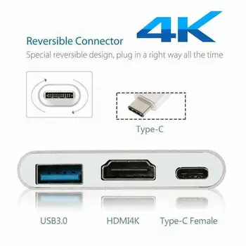 Tip C USB 3.1 do USB-C 4K HDMI, USB 3.0 Kabel 3 v 1 Vozlišče Za Macbook Pro