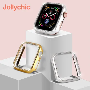 Kovinski diamantno zaščitni ovitek za apple watch zaščito zaslona serije 4 3 2 1 primeru 38 mm 42mm 40 mm 44 iwatch primeru zajema ženske