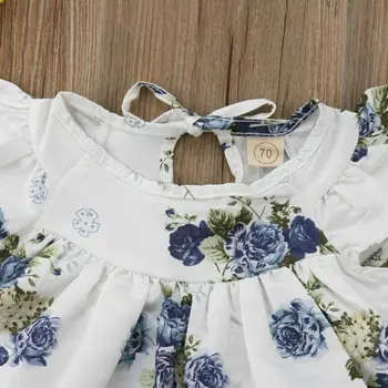 Novorojenega Dojenčka Baby Dekle Poletni Cvetlični Vrhovi Obleko+Kratke Hlače, Obleke, Oblačila NAS