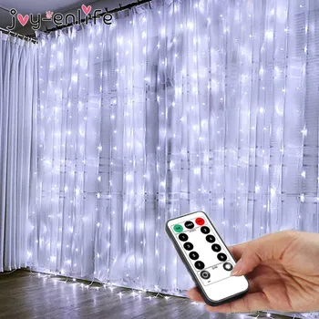 3M Daljinskim LED Svjetlucati Niz Luči, Zavese, Lahka USB Pravljice Luči Garland Prostem Domov Za Božič Wedding Party Vrt Dekor