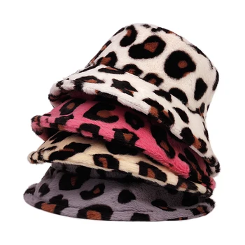 Moda Leopard vedro klobuk ženska Jeseni, Pozimi toplo vedro klobuki Japonska Panama klobuk na Prostem, Potovanja Ribič Klobuki casquette