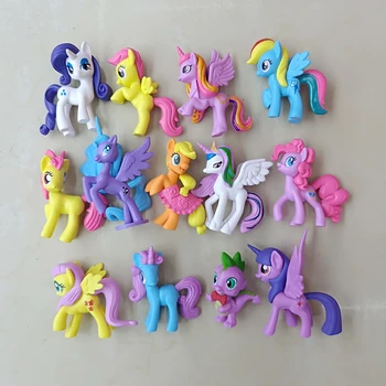 13Pcs/set Moj Pony figuric srčkan konjske Garaža kompleti Igrače PVC Lutke Rojstni dan torta dekoracijo otroško darilo
