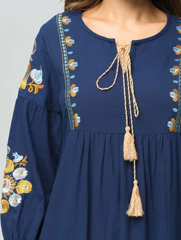 Vezenje Bombaž Perilo Muslimanskih Abaya Šivanje Dolgo Haljo Dolgo Oplaščeni Kimono Svoboden Ramadana Arabski, Turški Islamska Oblačila Obleko