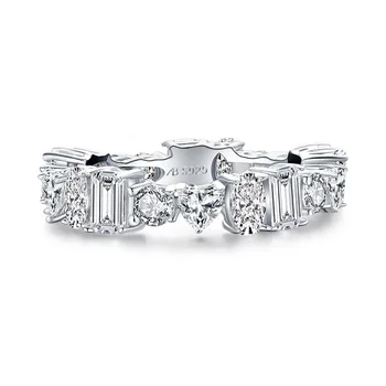 Wong Dež 925 Sterling Srebro Ustvarili Moissanite Gemstone Diamanti Poroko Zaročni Prstan Poročni Bend, Fine Nakit Trgovini