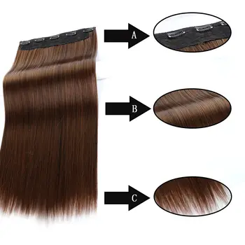 DIFEI sintetičnih 24 - palčni ravne lase, obliž žensk, visoke temperature, optični patch Lase Razširitve Posnetek V Lase Razširitve