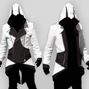 Assassins Creed Cosplay Za Odrasle Moške, Ženske Ulične Hooded Suknjič Coats Outwear Kostum Edward Assassins Creed Halloween Kostum