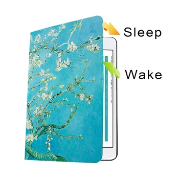 Usnje Cover za iPad Mini 1 2 3 4 Primeru Marmorja Natisnjeni Lupini Meri Zaščitni Pokrov Rokav Smart Van Gogh Oljne Barve Barin