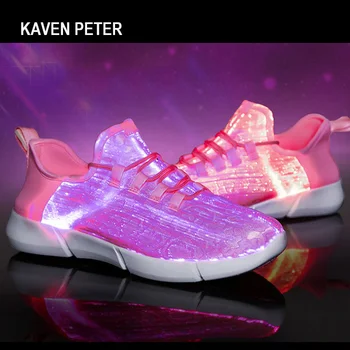 LED svjetlovodni čevlji za fante tekaški športni copati ženske svetlobna superge led žareče superge dekleta človek svetlobe čevlji otroci velikost 26-43