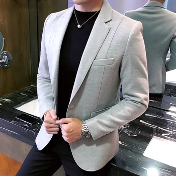 Visoko kakovostna mešanica volne blazer moda poslovni moške slim retro suknjič velikosti 5XL moške socialni klub formalno jopič