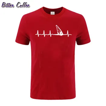 Moda Poletje Novih Moških Bombaža T-Shirt Deskanje Srčni Utrip T Stylisches T-Shirt Natisniti Tee