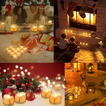 AMIR 12PCS LED Sveče Luči Brezplamensko Brezžični Flicking Čaj Svetlo Realistično Svetlo Žarnica Darilo Božično zabavo, Poroko Doma Dekor