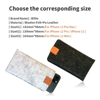 Za iPhone 12Pro Primeru,Za Apple iphone 12 Pro Max 6.7 Ultra-tanek Ročno Volne Klobučevine telefon Rokav Kritje Za iphone 12 Pribor