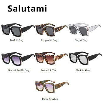 Edinstven Prikrivanje Kvadratnih Sončna Očala Za Ženske Letnik Blagovne Znamke Gradient Sončna Očala Ženski Črno-Leopard Očala Moških Uv400 Odtenki