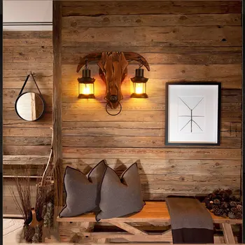 Industrijska lahka zasnova retro železa, lesa žarnice steklene stene lučka ustvarjalne cafe, restavracija, bar ob postelji stenske luči rov modrc