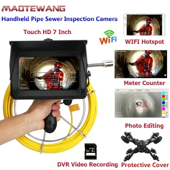 Prenosne Industrijske Cevi Kanalizacije Pregled Video Kamero z Merilnikom Števec / DVR Video snemanje / WIFI brezžični / Urejanje Fotografij