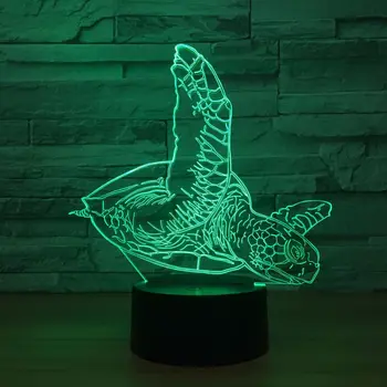 3D Morska Želva Vzorec Luči LED Dotik namizne Svetilke USB 7 Barv Spreminjanje Nočne Luči, kot Dekoracijo Za Spalnico Vzdušje Svetlobe