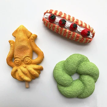 Ročno poslikane Jagodna Krema Matcha Hobotnica Kruh 3D Hladilnik Magneti Turističnih Spominkov Hladilnik Magnetne Nalepke Darilo
