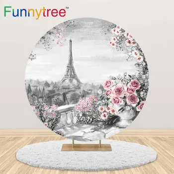 Funnytree Parizu Stolp Rose neba slikarstvo krog Krog Ozadje kritje Rojstni dan, Poroko Cvetlični Ozadju Doma Dekoracijo