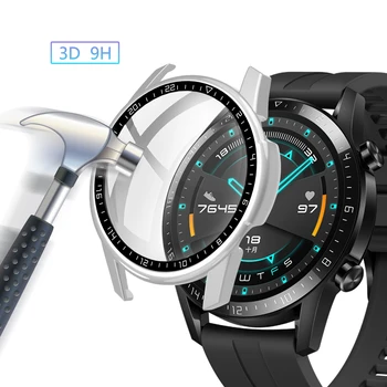 Kaljeno Steklo Ohišje Za Huawei Watch Gt2 46mm Zaščitnik Zaslon Pokrov Odbijača Primeru Za Huawei Watch GT 2 46mm Pc Polno Kritje Primerih