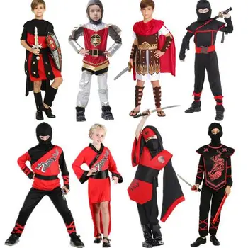 2017 Japonska bojevnik obleko Pustni Kostum Stranka, Oblačila, fant ninja naruto, pletene obleke kostumi nastavite Ninja Kostume Fantje