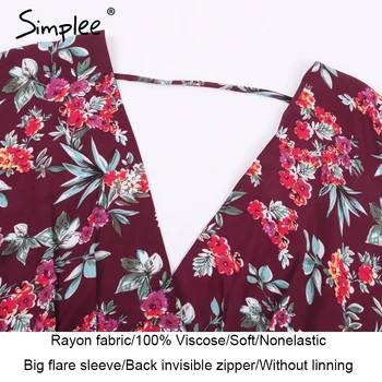 Simplee Backless v vratu cvjetnim tiskanja poletje oblačenja žensk Visoko pasu boho midi obleko Priložnostne kratka obleka ženska vestidos 2018