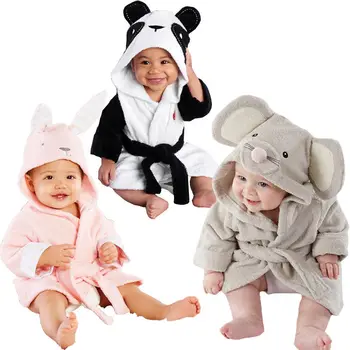 Baby Dojenčka Dekle, Fant Bombaž Hooded Kopeli Brisačo, kopalni plašč Zaviti Srčkan Risanka Mouse/Panda/Zajček Načrt 1-5Y
