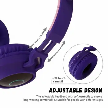 Nov Prihod LED Mačje Uho šumov, Slušalke Bluetooth 5.0 Mladih Otroci Slušalke Podpira TF Kartice 3,5 mm Vtič Z Mic