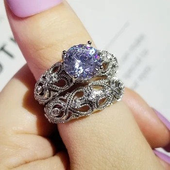 2021 nove luksuzne krog 925 sterling silver ring set za ženske lady obletnice, darila nakit trgovini R5861