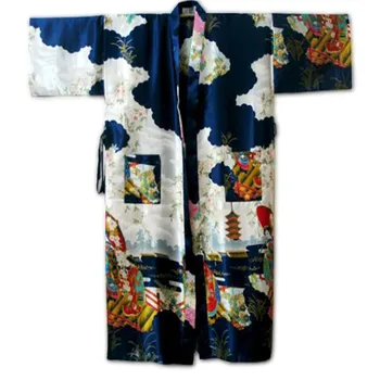 Nov Prihod 10Color Ženske Seksi Kimono Plašč Obleke Kitajske Svile Rajon Perilo Dolgo Sleepwear Natisnjeni Pravljice Pajama Plus Velikost