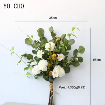 YO CHO Nevesta Poročni Šopek Umetnih Svilenih Rose Cvet Šopek Bela Rdeča Poroko Dobave Hydrangea Orhideja Azalea Oljčnih Listov