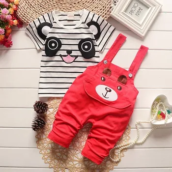 BibiCola Poletje Otroci Oblačila Baby Fantje Kompleti Oblačil Panda Risanka Lepe Obleke Otroci hlače z Oprsnikom Kratek Rokav t Shirt+Trak Hlače
