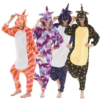 Jesen/zima flanela Tianma cartoon živali iz enega kosa pižamo kostum nekaj samorog pižamo pajama set