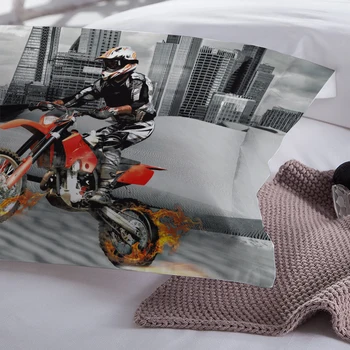 Siva Posteljnina Nabor Motocikel Natisnjeni Kraljica Velikosti Rjuhe Kritje Prevleke Doma Bedclothes King Size 3D Posteljni Set