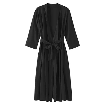 YRRFUOT 2020 Vroče prodajo Dame Cardigan kopalni plašč Nightgown Proti-vrat Pomlad Svoboden Različica Nightgown Čisto Polno Bombaž Sleepwear