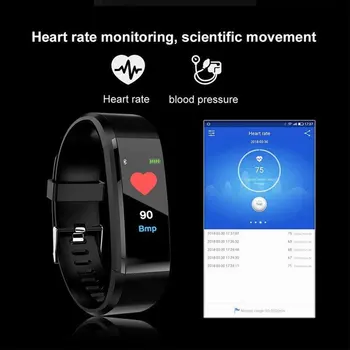 115 PLUS Pametno Gledati Srčnega utripa, Krvnega Tlaka, Fitnes Tracker Smartwatch Šport Pazi za ios android + BOX Moški Ženske