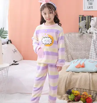 Jeseni, Pozimi Otroci Runo Toplo Pižamo Flanela Sleepwear Dekleta Fantje Loungewear Coral Runo Otroci Pijamas Homewear Pyjama M09