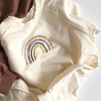 Novorojenčka Fantje Romper 2020 Jeseni Otroške Igralne Obleke Mavrica Embrodiery Baby Pozimi Jumpsuit Korejski Dojenčka, Malčka Dekleta Vrhnja Oblačila