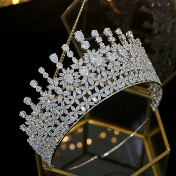 Novo cirkonij tiara poročne tiara kristalno krono poročno obleko, pribor za lase luksuzni poročni nakit ženske