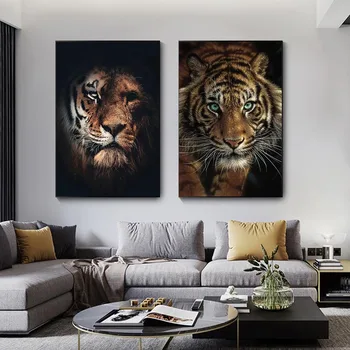 Afriški Divji Tigri Živali Platno Slikarstvo na Steno, Plakatov in Fotografij Wall Art Dekorativne Slike za dnevno Sobo Cuadros