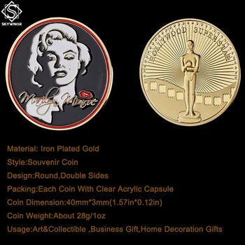 5PCS ZDA Hollywood Film Super Zvezda Marilyn Monroe Igralec Zlato Spominek Vrednost Žetona Kovanec
