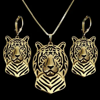 Ženske Kovinski Tiger Oblikovan Nakit Set Živali Tiger Glavo Nakit Set