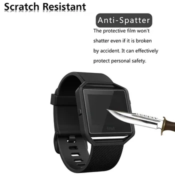 10PCS Kaljeno Steklo Screen Protector za Fitbit Blaze Pametno Gledati Kvadratnih Zaščitno folijo