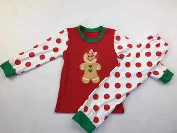 2019 nova zasnova baby dekleta vezenje medenjaki vzorec ZDA Božič pozimi pižamo 7-8 leto stari otroci oblačila sklop