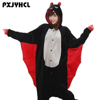 Odrasle Živali Kigurumi Onepiece Ženske Moški Stranka Anime Black Bat Cosplay Onesies Kostume Mehko Smešno Risanka Pižamo Girl Boy