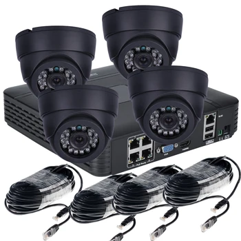 Hamrolte CCTV kamer 4CH POE NVR Full-HD 1080P 2,8 MM širokokotni Nightvision POE 12V Notranja Kamera 4CH POE NVR KIT H. 264+