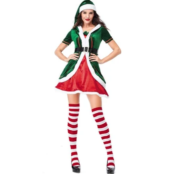Božič Elf Kostum,ljubimec Zeleno Žametno Božič Santa Claus Oče Božič Kopalke za moške, ženske Zeleni škrat obleko kostum