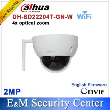 Originalni angleški Dahua SD22204T-GN-W WiFI IP 2MP Omrežja Mini PTZ Kupola 4x optični zoom, brezžične Fotoaparat SD22204T-GN-M z Logotipom