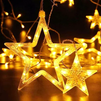 Božič Niz LED Luči AC220V EU Romantične Pravljice Star Zavese Niz LED Luč Za Stranko Poroko Počitnice Dekoracijo